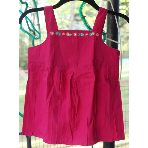 NEW 2007 Gymboree Candy Apple Pink Shirt sz 9 Pleated Tank Top Flower Rhinestone - Picture 1 of 9